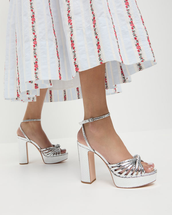 Loeffler Randall Rivka Silver Knot Platform Sandal