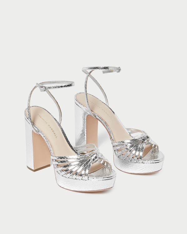 Loeffler Randall Rivka Silver Knot Platform Sandal