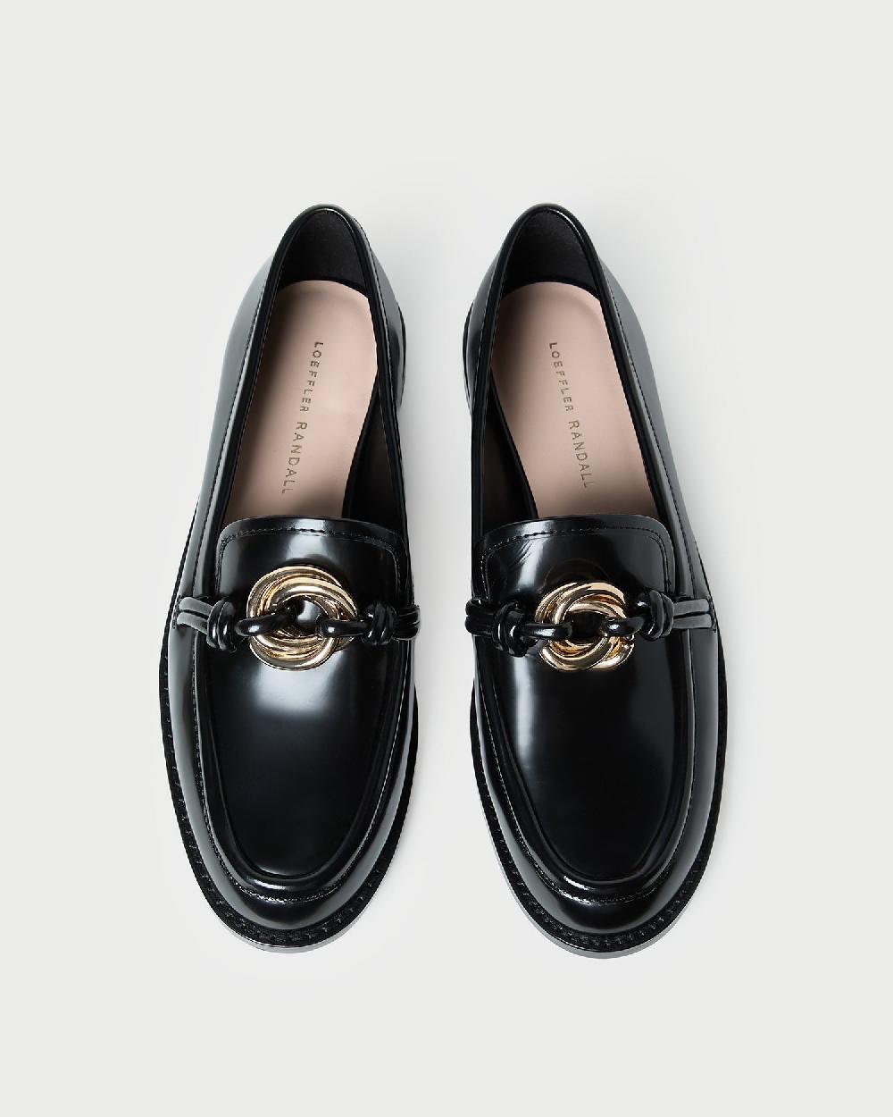 loeffler randall Roma Black Leather Loafer