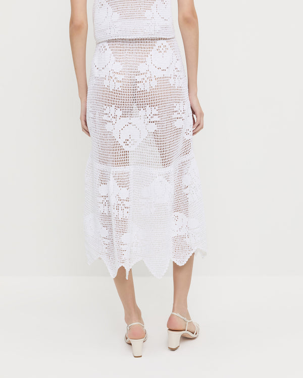 Loeffler Randall Sullivan Cream Crochet Skirt