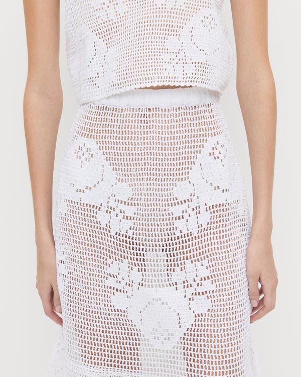 Loeffler Randall Sullivan Cream Crochet Skirt
