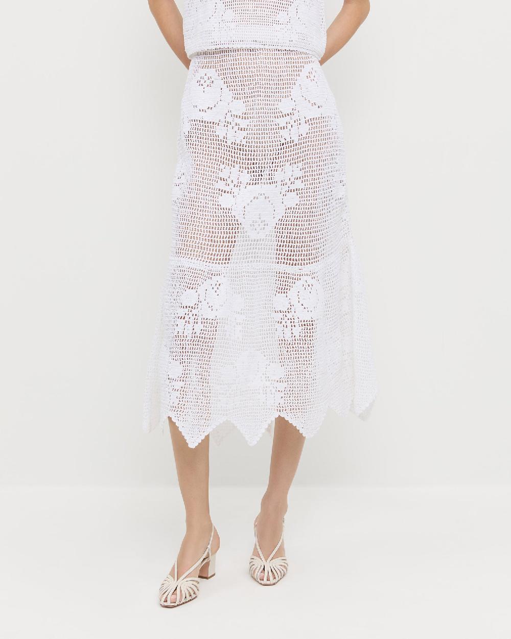 loeffler randall Sullivan Cream Crochet Skirt