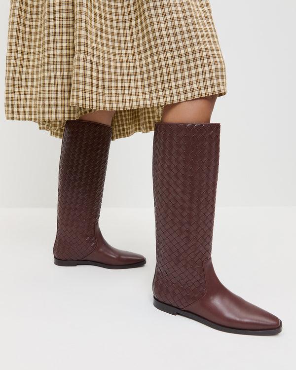 Loeffler Randall Tilly Espresso Woven Leather Boot