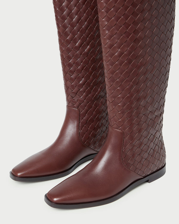 Loeffler Randall Tilly Espresso Woven Leather Boot
