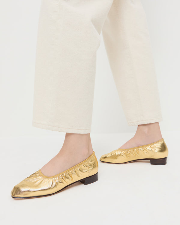Loeffler Randall Tove Gold Leather Ballet Flat
