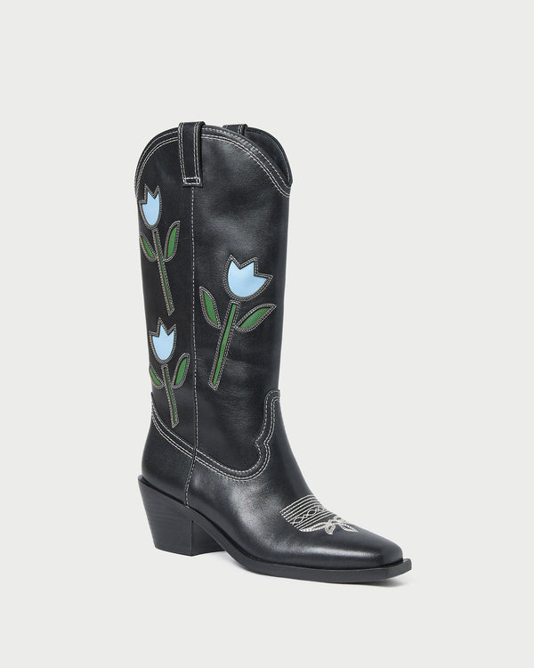 Loeffler Randall Wilder Black Tulip Leather Boot
