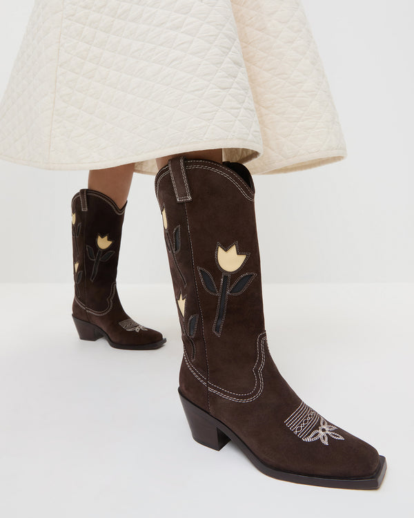 Loeffler Randall Wilder Brown Suede Tulip Boot