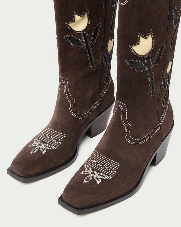 Loeffler Randall Wilder Brown Suede Tulip Boot