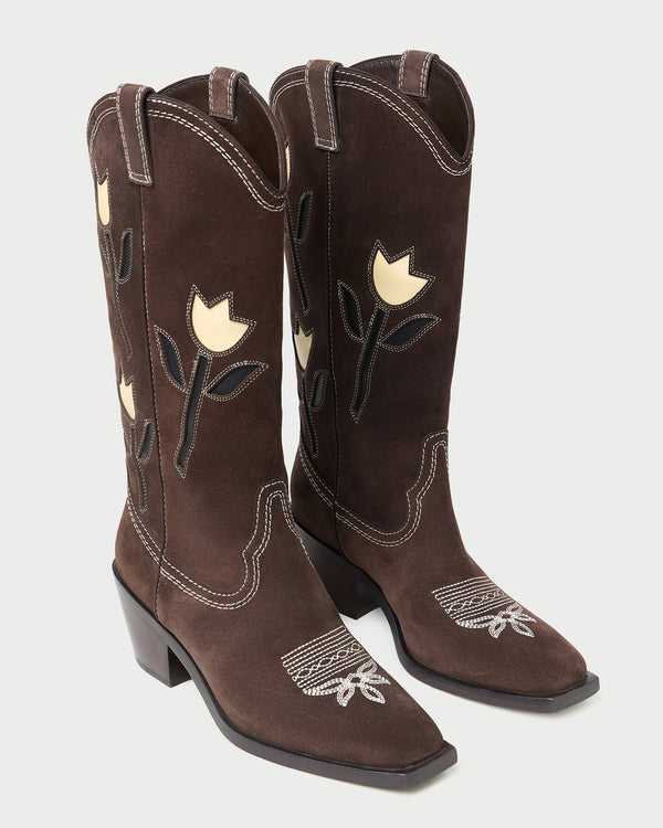 Loeffler Randall Wilder Brown Suede Tulip Boot