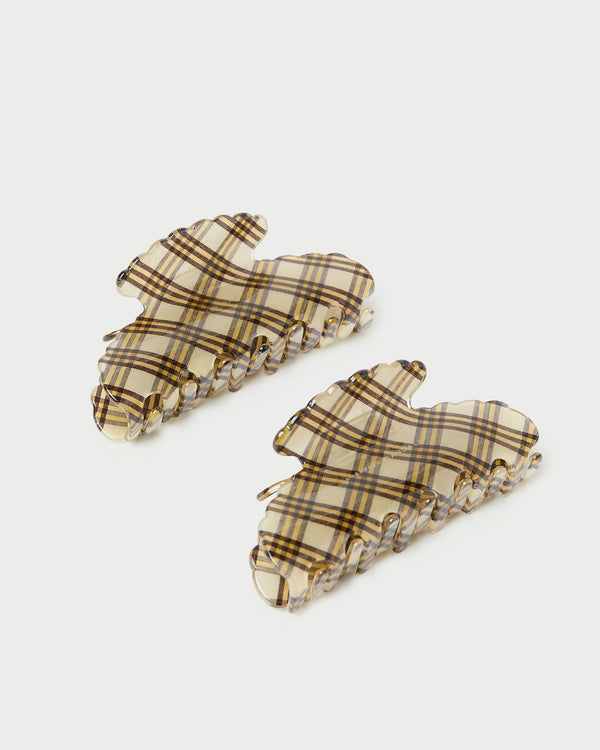 Loeffler Randall Yuri Butter Plaid Hair Clip Set