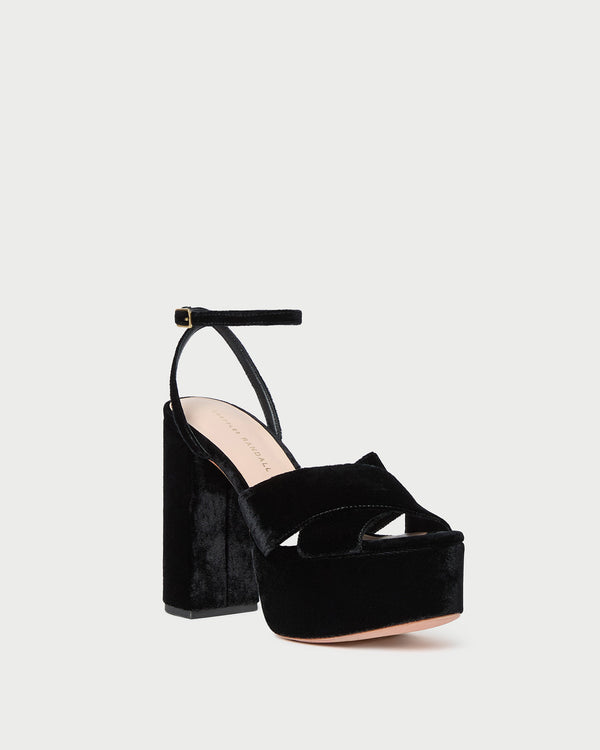 Loeffler Randall Loretta Black Velvet Platform Sandal