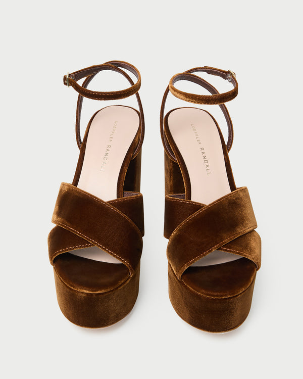 Loeffler Randall Loretta Brown Velvet Platform Sandal