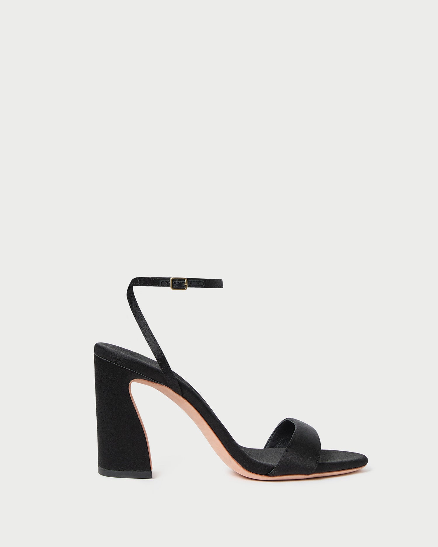 loeffler randall Malia Black Satin Curved−Heel Sandal