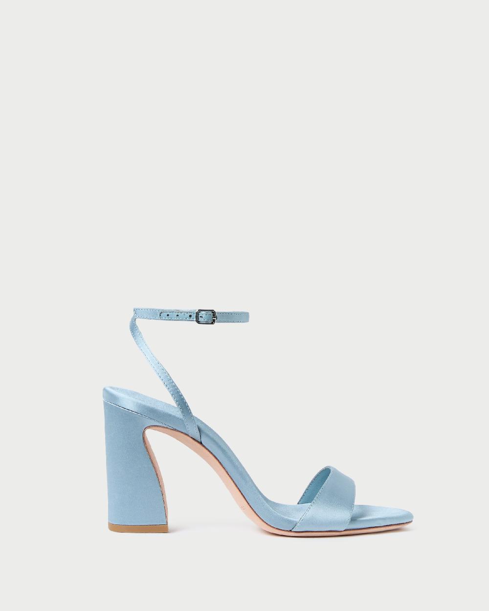 loeffler randall Malia Blue Satin Curved−Heel Sandal