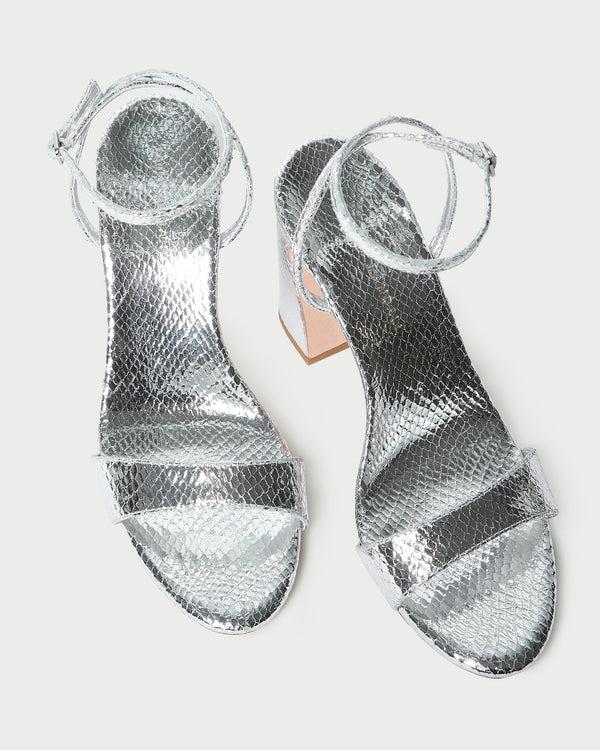 Loeffler Randall Malia Silver Snake Embossed Sandal