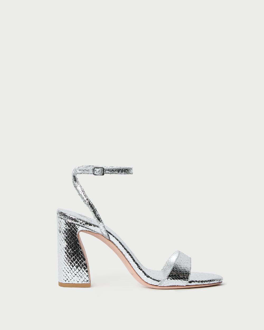 loeffler randall Malia Silver Snake Embossed Sandal