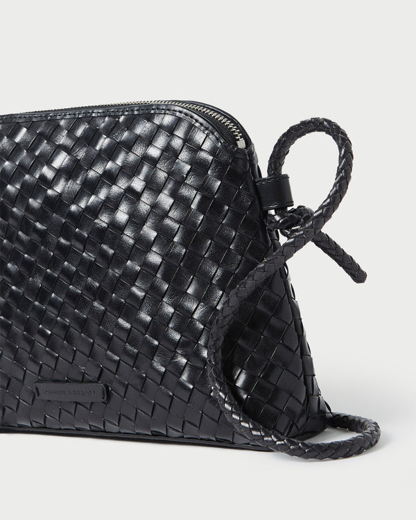 Loeffler Randall Mallory Black Woven Leather Crossbody