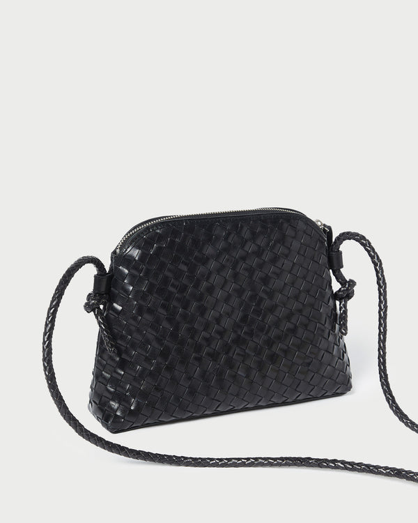 Loeffler Randall Mallory Black Woven Leather Crossbody