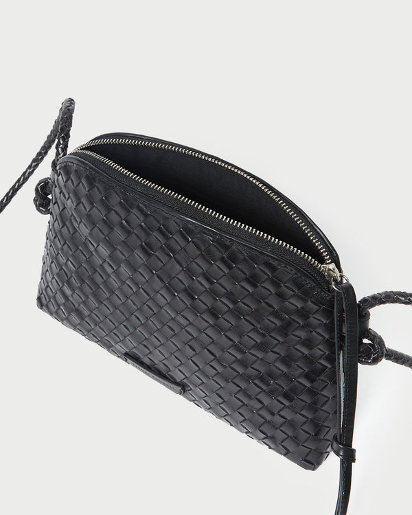 Loeffler Randall Mallory Black Woven Leather Crossbody