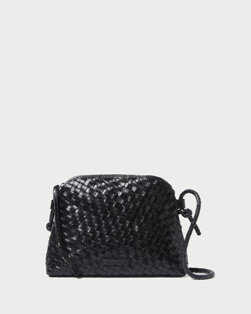 loeffler randall Mallory Black Woven Leather Crossbody