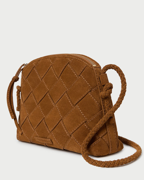 Loeffler Randall Mallory Cacao Woven Suede Crossbody