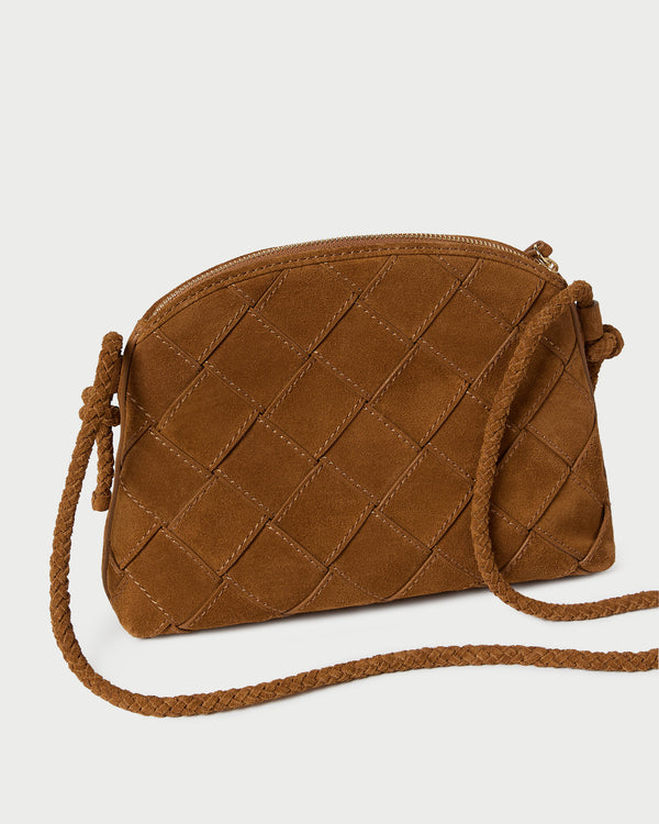 Loeffler Randall Mallory Cacao Woven Suede Crossbody