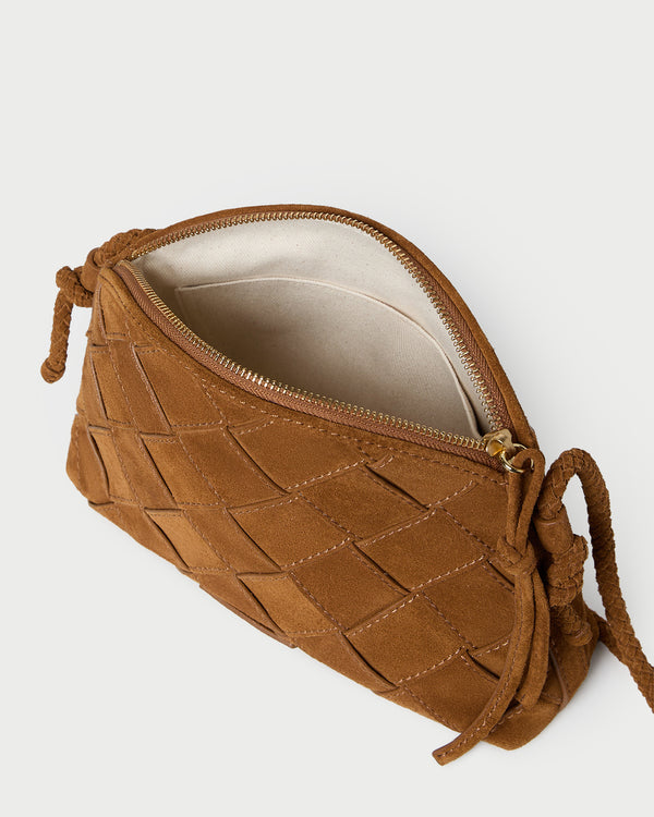 Loeffler Randall Mallory Cacao Woven Suede Crossbody