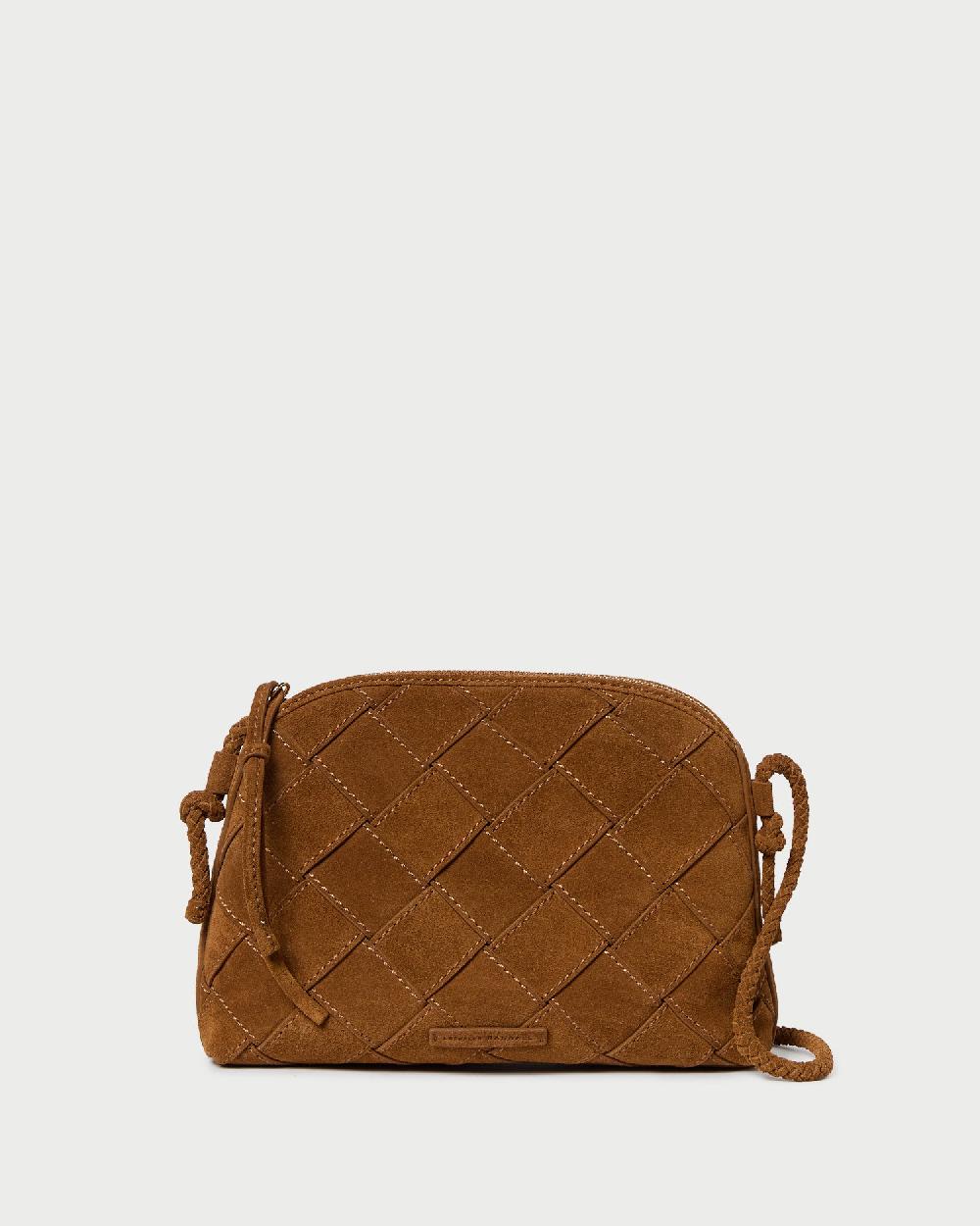 loeffler randall Mallory Cacao Woven Suede Crossbody