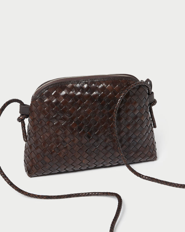 Loeffler Randall Mallory Chocolate Woven Leather Crossbody