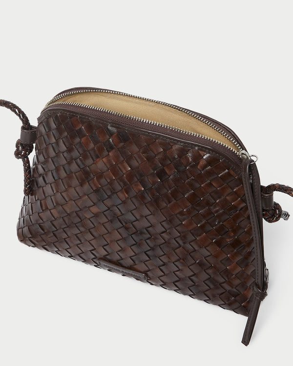 Loeffler Randall Mallory Chocolate Woven Leather Crossbody