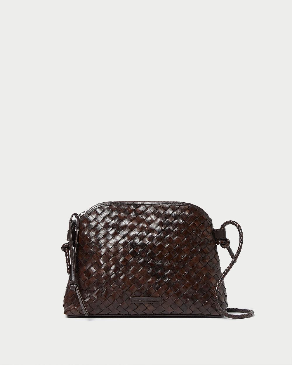 loeffler randall Mallory Chocolate Woven Leather Crossbody