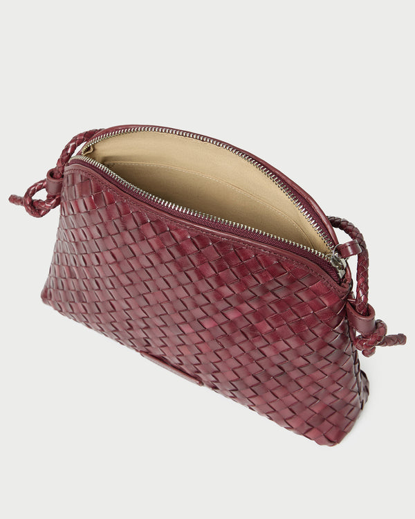 Loeffler Randall Mallory Maroon Woven Leather Crossbody