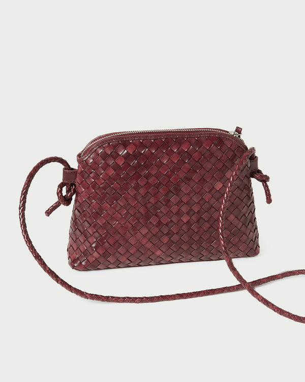 Loeffler Randall Mallory Maroon Woven Leather Crossbody