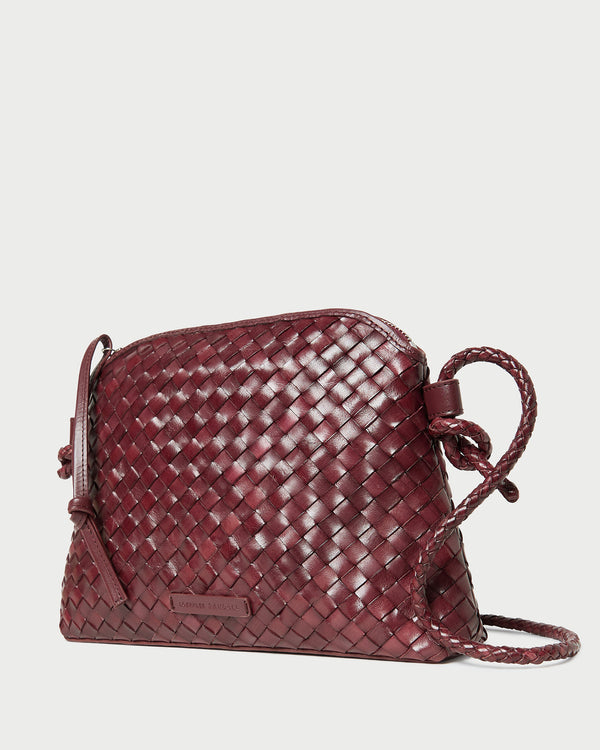 Loeffler Randall Mallory Maroon Woven Leather Crossbody