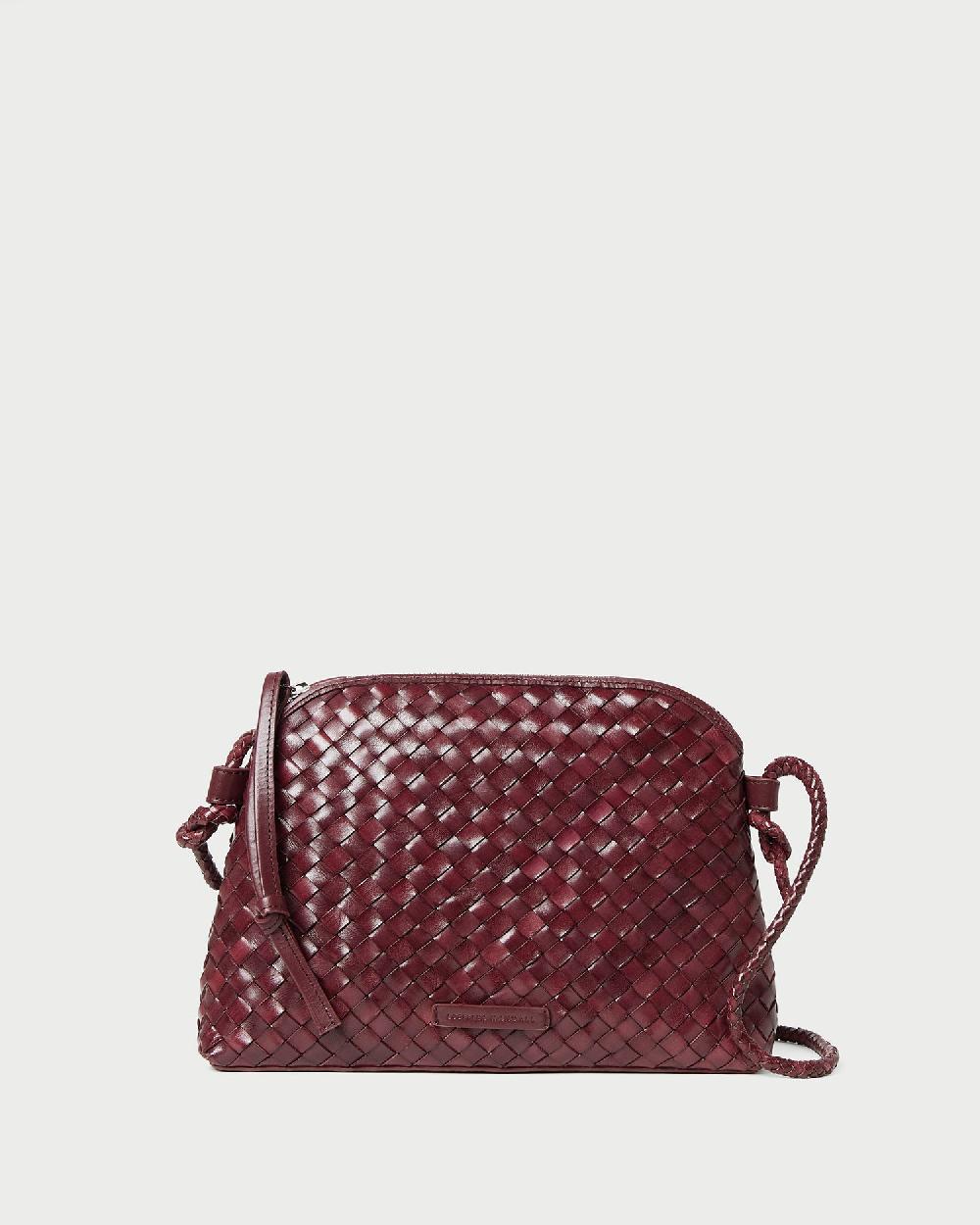 loeffler randall Mallory Maroon Woven Leather Crossbody