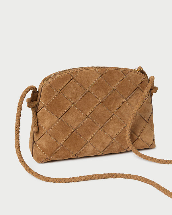 Loeffler Randall Mallory Toffee Woven Suede Crossbody