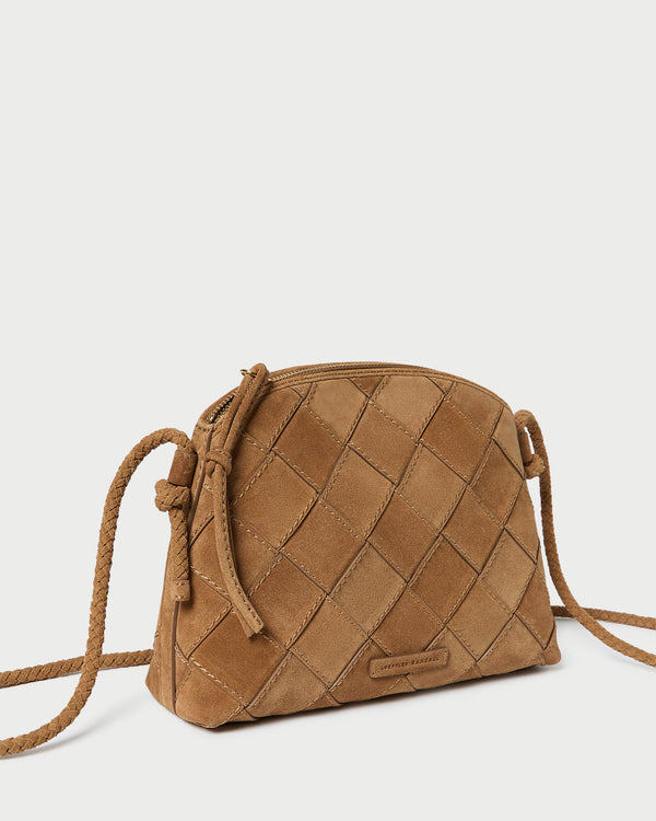 Loeffler Randall Mallory Toffee Woven Suede Crossbody