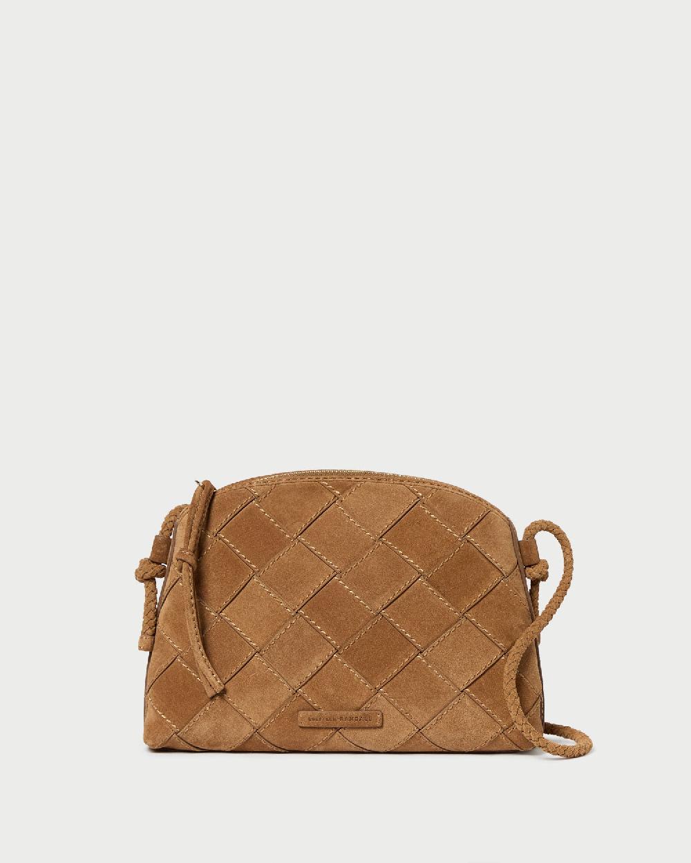 loeffler randall Mallory Toffee Woven Suede Crossbody