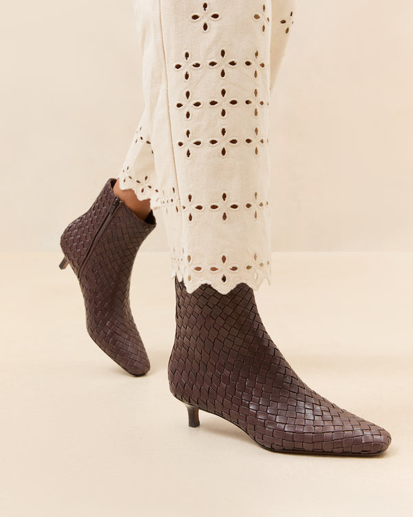 Loeffler Randall Marcella Espresso Woven Ankle Boot