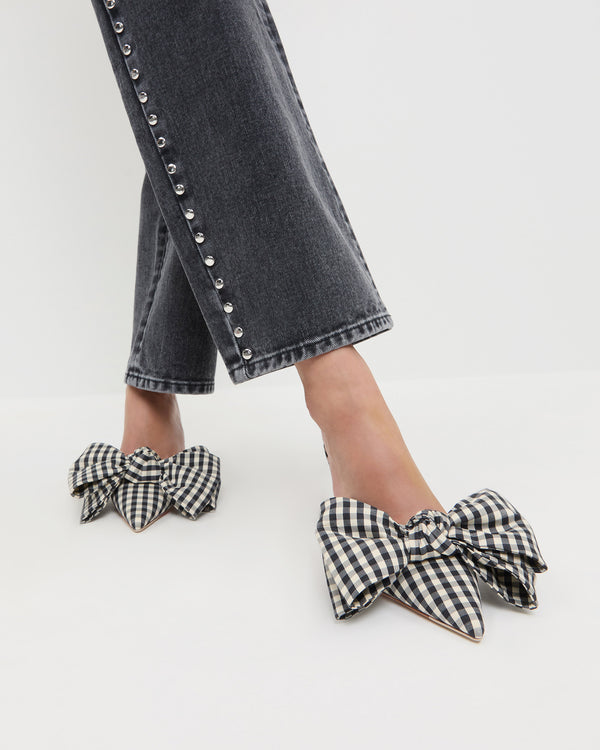 Loeffler Randall Margot Black/White Gingham Bow Mule