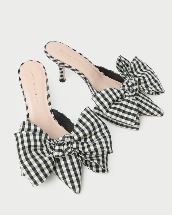 Loeffler Randall Margot Black/White Gingham Bow Mule