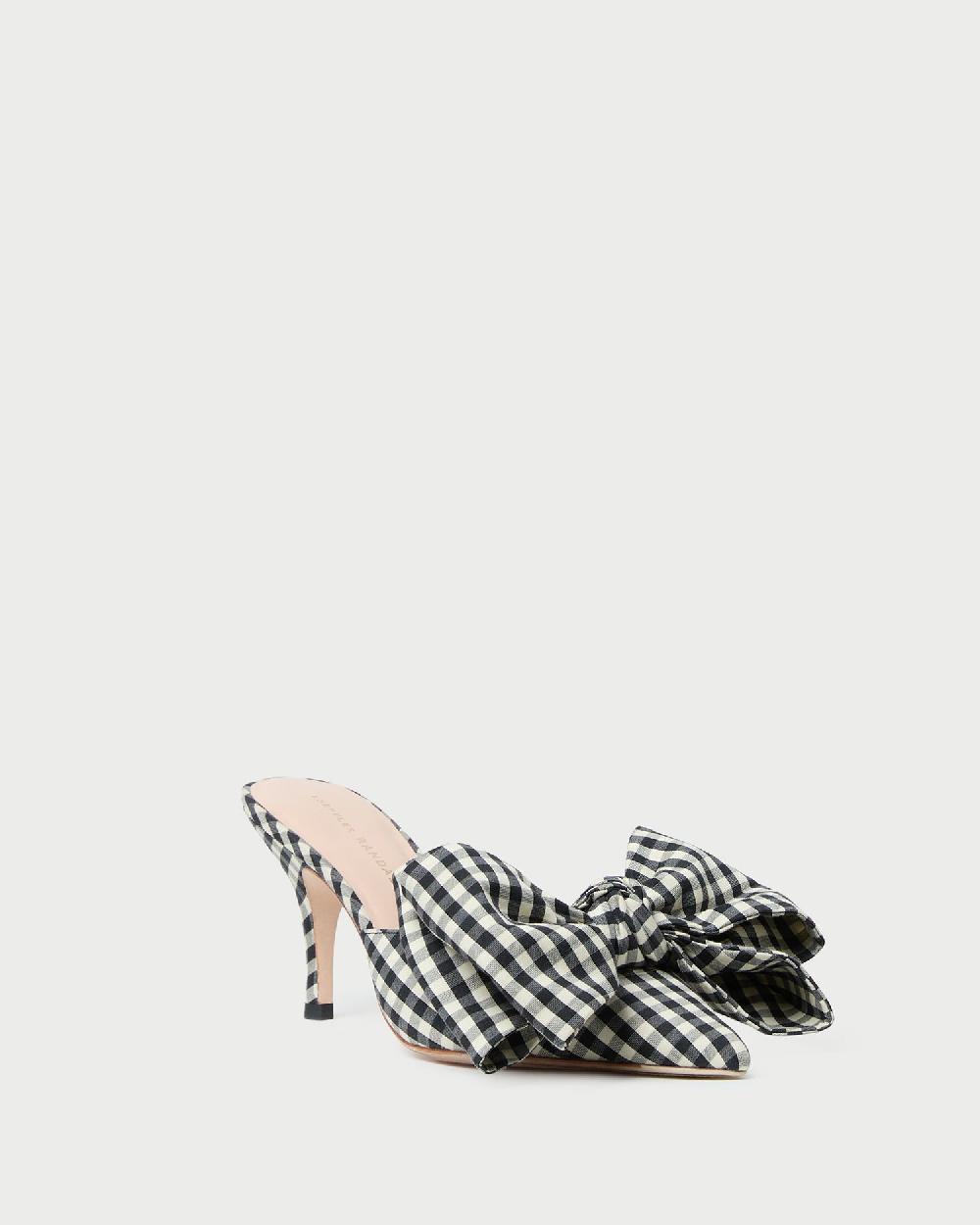 loeffler randall Margot Black/White Gingham Bow Mule