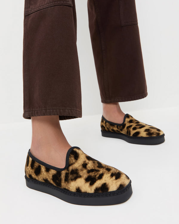 Loeffler Randall Mattie Leopard Velvet Slip−On Sneaker
