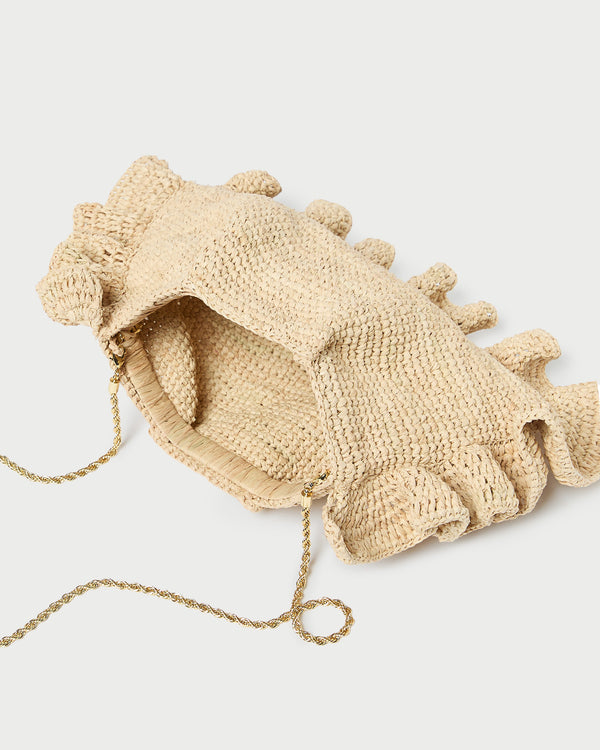 Loeffler Randall Mavis Natural Raffia Ruffle Clutch