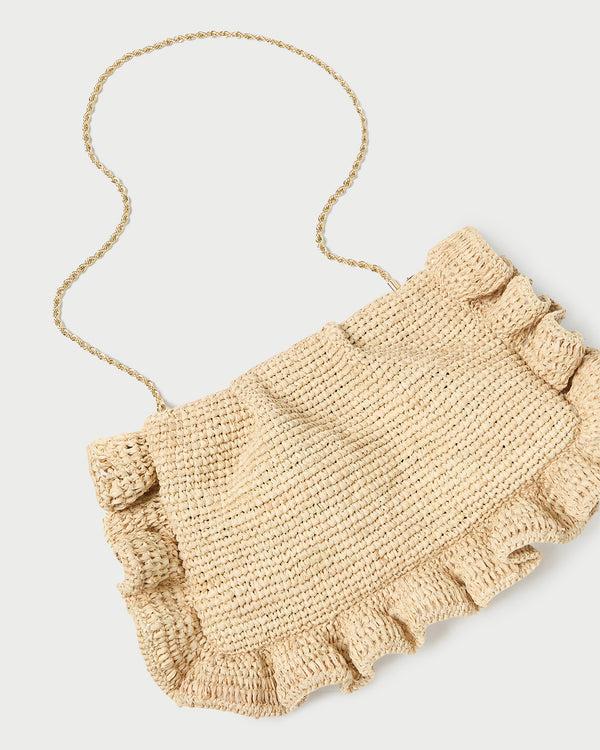 Loeffler Randall Mavis Natural Raffia Ruffle Clutch