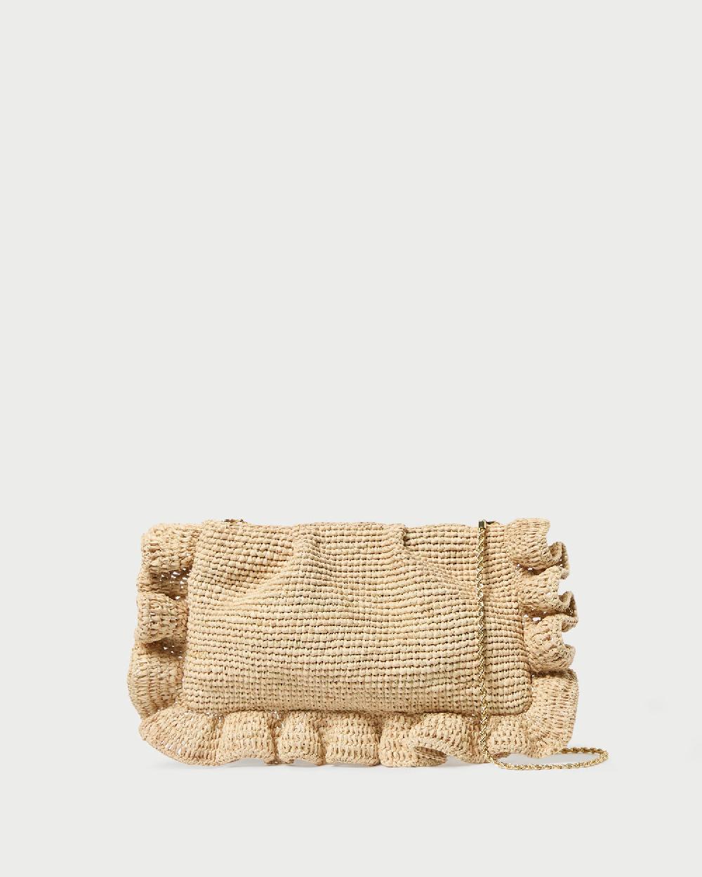 loeffler randall Mavis Natural Raffia Ruffle Clutch