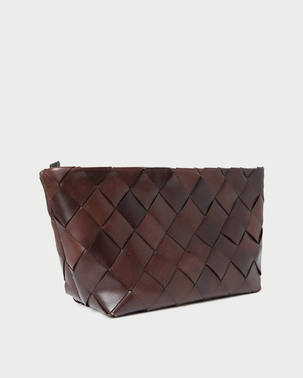 Loeffler Randall Melina Chocolate Woven Leather Clutch