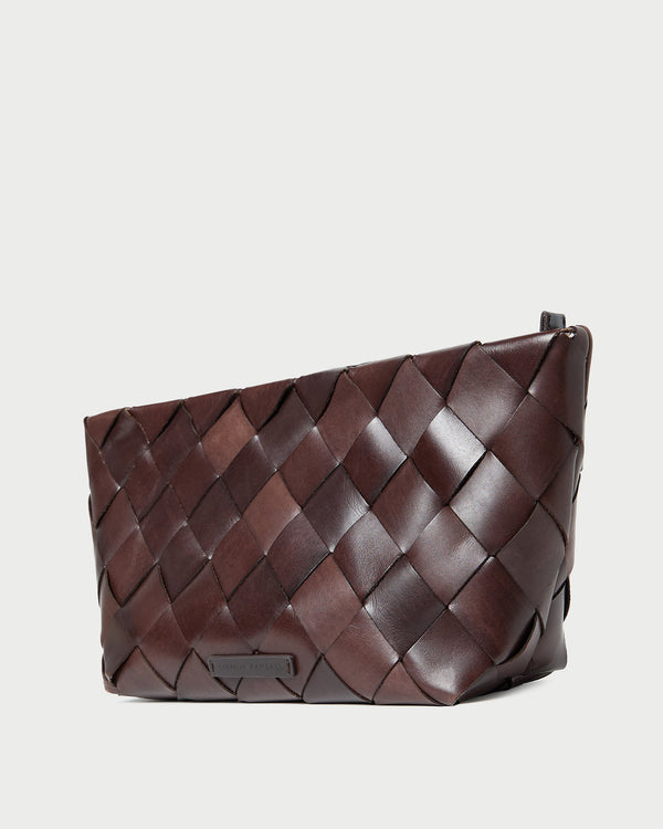Loeffler Randall Melina Chocolate Woven Leather Clutch