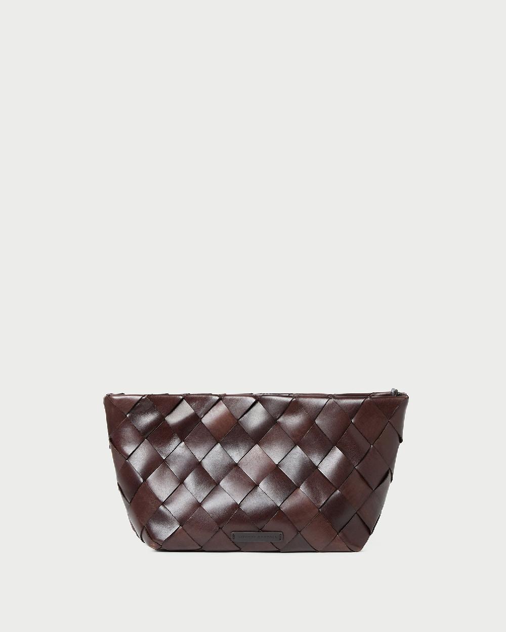 loeffler randall Melina Chocolate Woven Leather Clutch