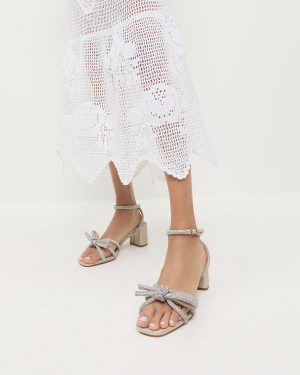 Loeffler Randall Mikel Cappuccino Bow Mid−Heel Sandal